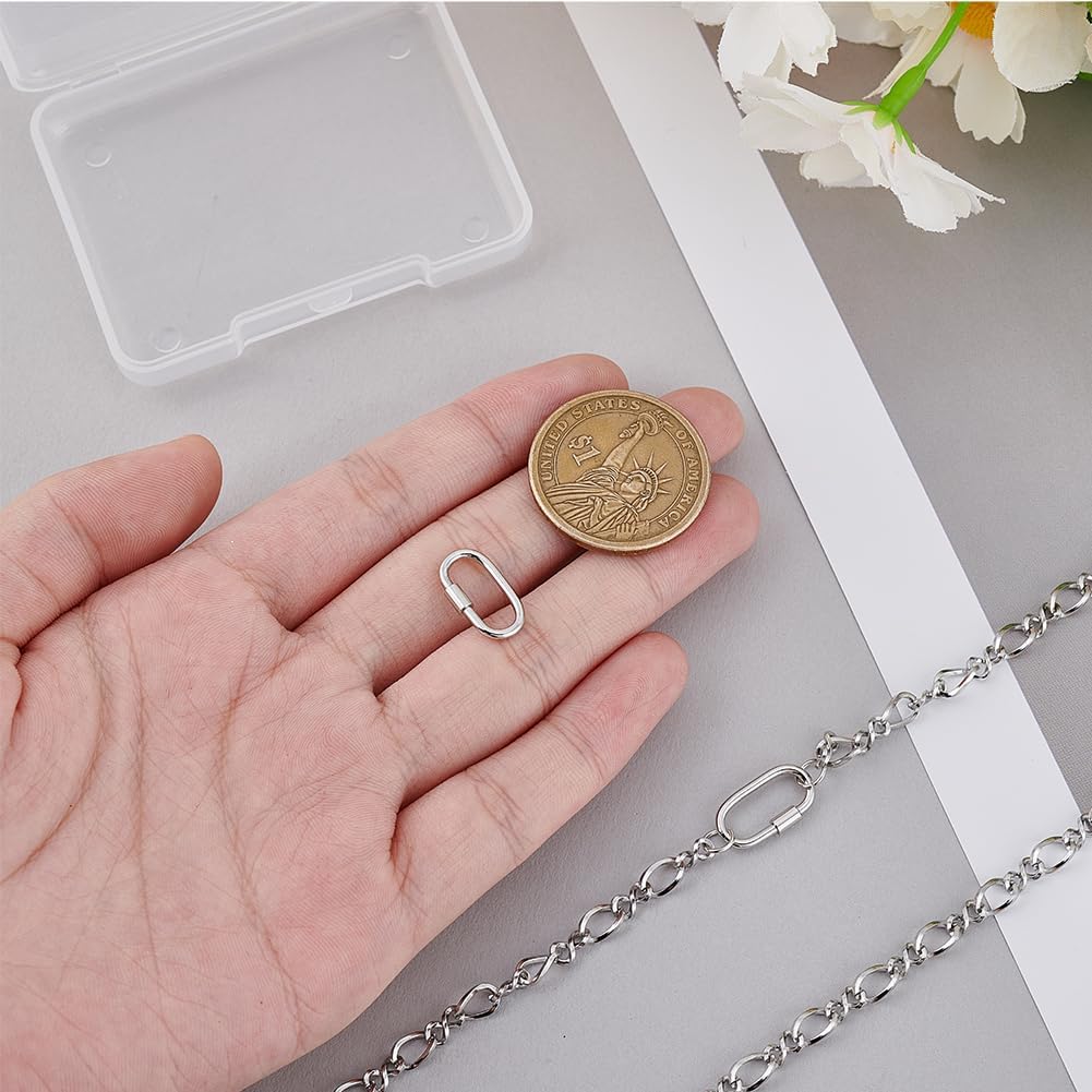 

PH PandaHall 2 шт. Застежки-карабины с винтовым замком из стерлингового серебра 925 пробы, 15x8,5 мм, Длинные застежки и затворы для ожерелья, Застежка-бейл, Соединитель-энхансер для ожерелья, Замок-ключ