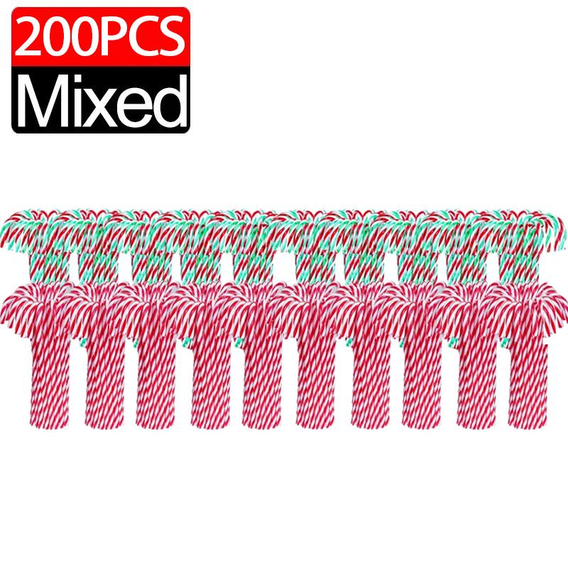 200/10Pcs Christmas Candy Cane Decoration Twisted Plastic Candy Cane Party Christmas Tree Hanging Twisted Crutch Xmas Pendants