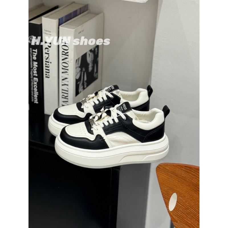 

Leather platform white shoes women s versatile casual sports board shoes heightening muffin shoes tide 40 чорний