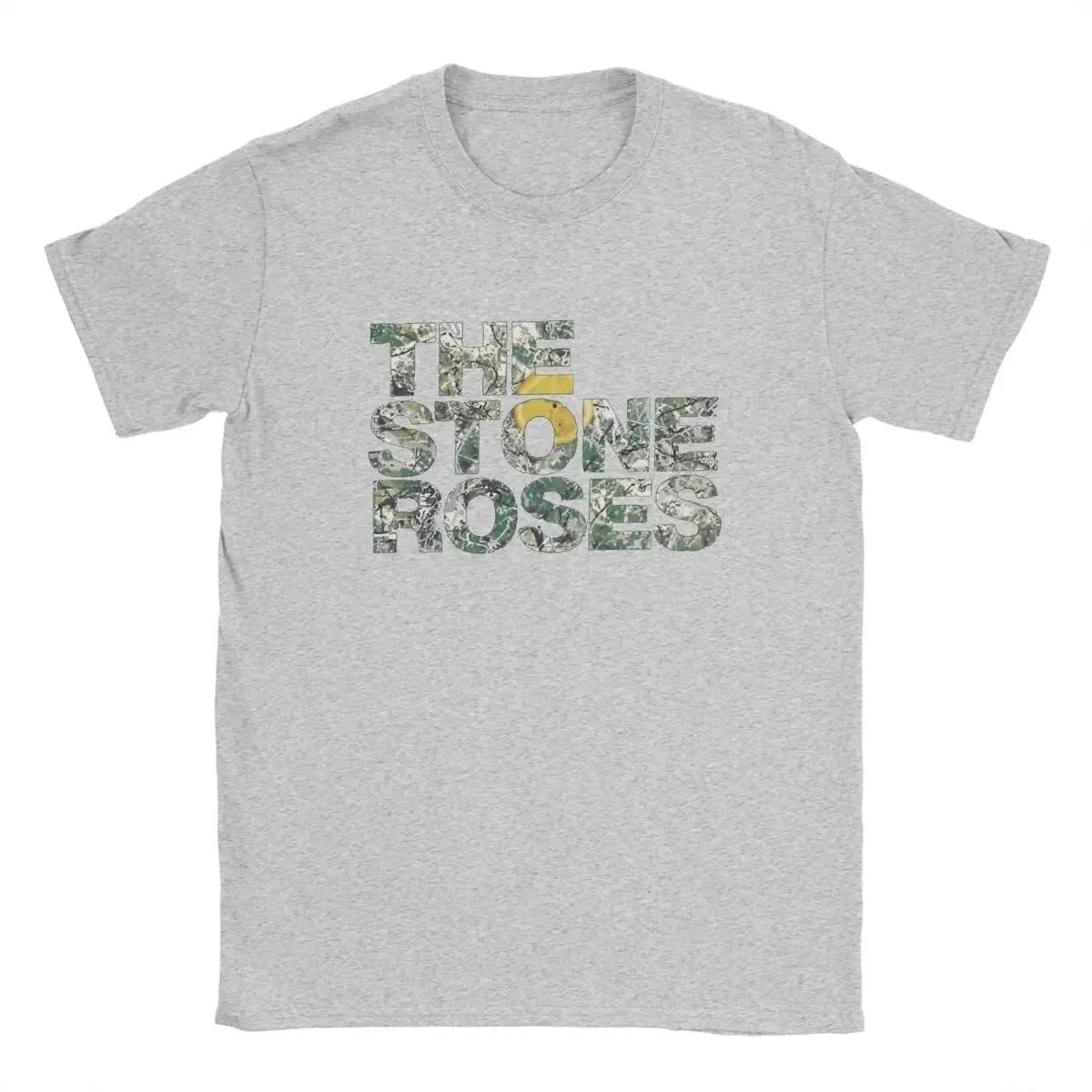 The best product for you The Stone Roses Logo T-shirts voor Heren Puur Katoen Grappig T-shirt Ronde Hals Kerst Tour T-shirt Korte Mouw Kleding Zomer M grijze kleur