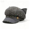 American retro leopard print kitten ears octagonal hat fashion spice girl style millennial style niche fashion versatile newsboy hat
