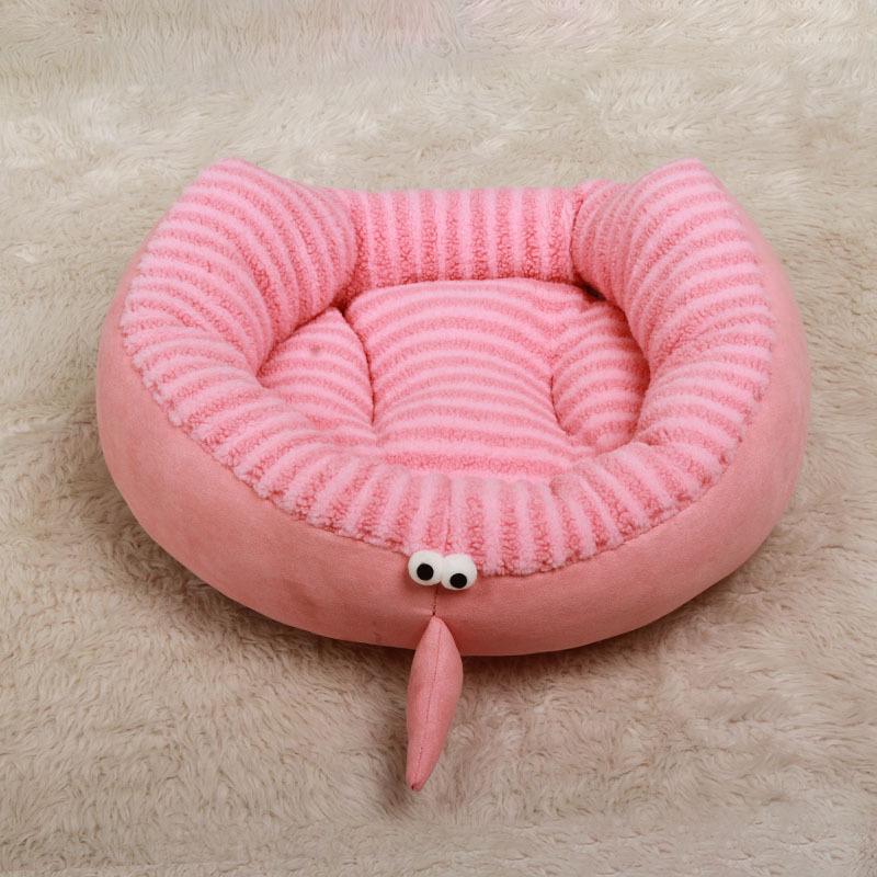 

Winter Cartoon Series Round Beanbag Sofa Pet Bed - Warm Nest for Cats and Dogs Pink Chick