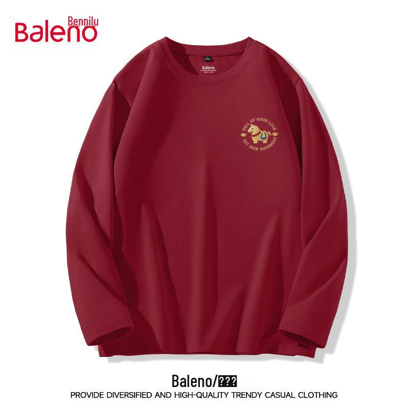 Baleno Men's 2026 Year of the Horse Red Pure Cotton Long Sleeve T-Shirt