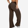 Women's High Waist Flared Yoga Pants Slim Fit Solid Color Stretch Workout Wide Leg Trousers