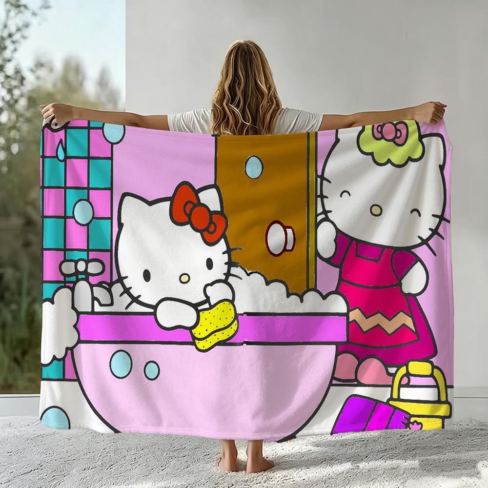 3D H-Hello k-Kitty Cute Cartoon Kawaii Flannel Blanket Soft Throw Blanket Art For Home Decor Bedroom Bed Sofa Picnic Kids Gifts