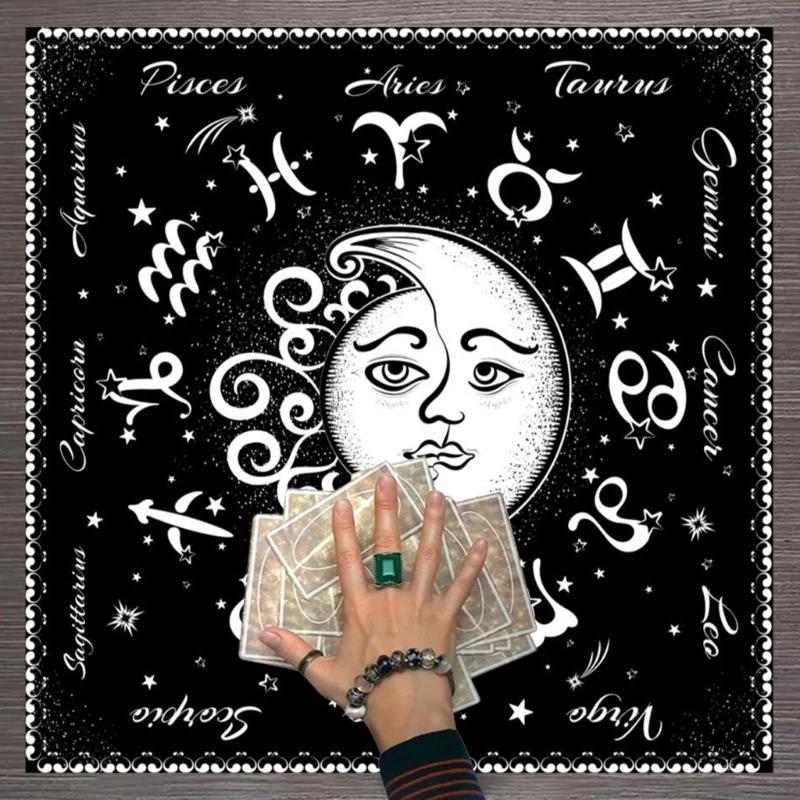 Astrology Tarots Table Altar Cloth Metaphysical Board Game Mat Pendulum Divinations Altar Tablecloth Board Game Card Pad