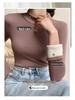 Women's Modal Velvet Half-High Collar Long-Sleeved Slim Warm Bottoming Shirt for Autumn and Winter