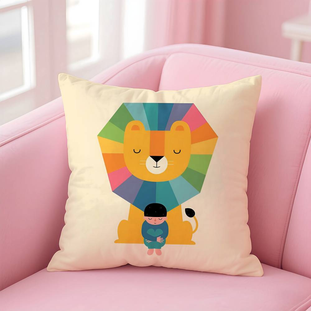 Simple Nordic Modern Anime Pillow Case Safe Custom Photo Pillow, Anti-fade Brushed Fleece Cushion, Maternal & Infant Safe.