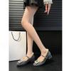 Französische Strass-Quadrat-Schnalle flauschige Mary Jane Damenschuhe dicker Absatz Plüsch Single Shoes quadratische Spitze Temperament High Heels