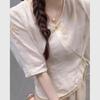 White embroidered shirt high sense 2025 super fire top luxury top