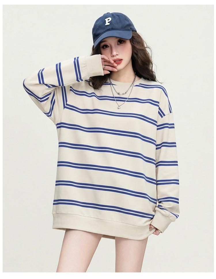 Lazy American striped casual T-shirt for women
