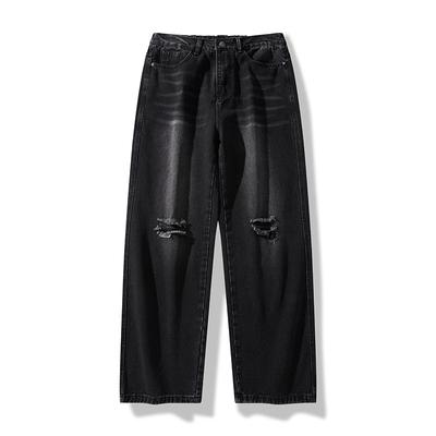 American Retro Ripped Jeans Men's Spring New Loose Wide-leg Casual Trousers