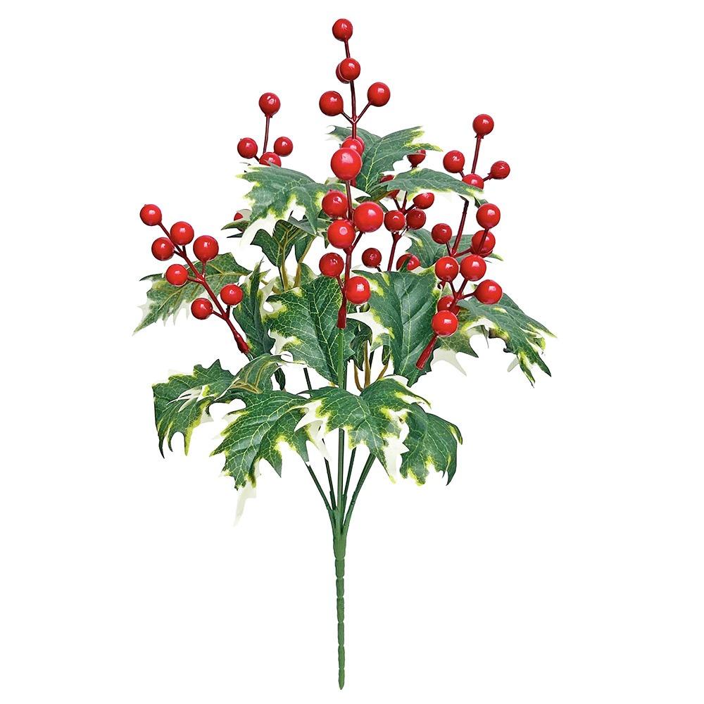 7Branches Artificial Christmas Berry Red Berries Green Holly Leaves Christmas Decorations Desktop Oranment Foam