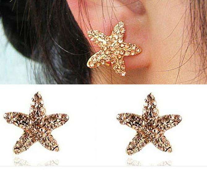 Champagne Starfish Non-Pierced Earrings with Soft Pad Clips