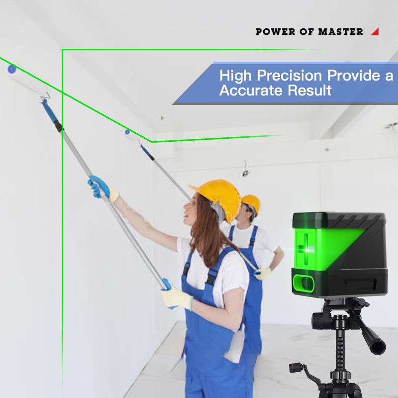 Compact Portable Green Laser Level with Automatic Line Projection - 2 Lines