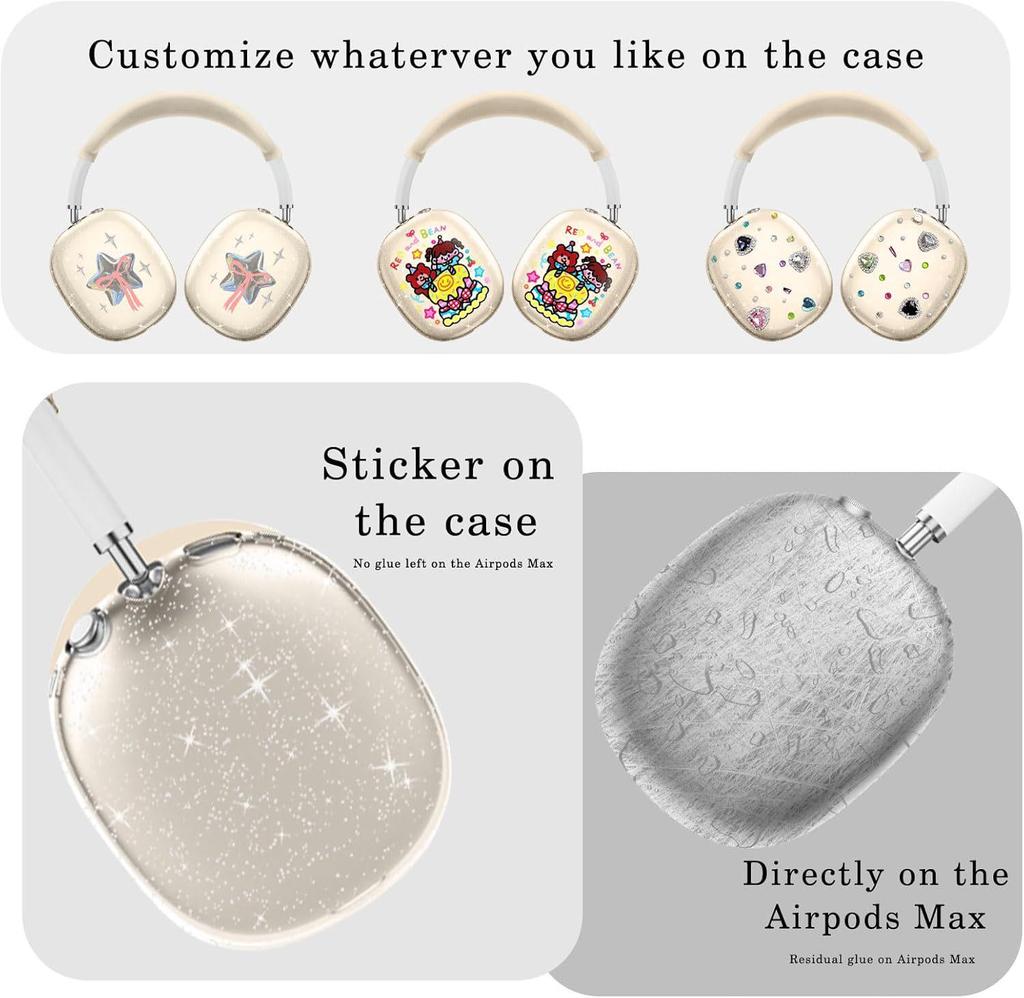 Applicable AirPods Max Over-Ear Headphones Transparent Glitter Silicone Case