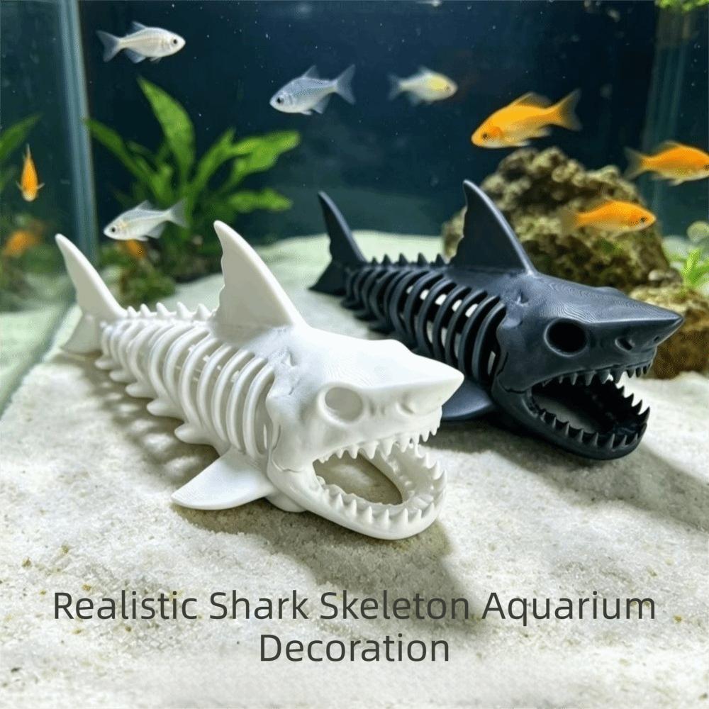 Unpainted Shark Skeleton Hideaway House 3D Printed Aquarium Underground Cave  Aquarium