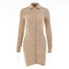 Ins Sexy Internet Celebrity Hottie Lapel Tight Skirt Summer New Single-breasted Cardigan Pleated Dress