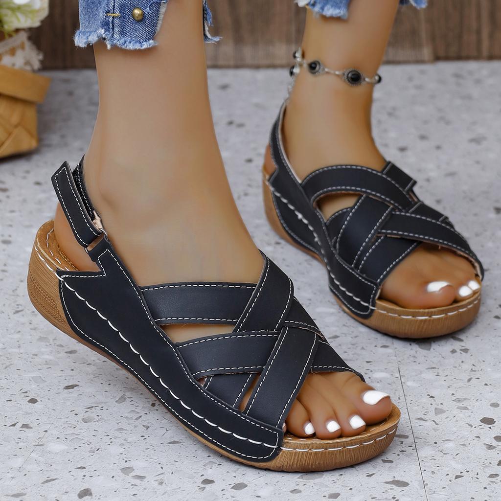 Fashion Women's Open Toe Platform Wedges Sandals Summer Retro Casual Heeled Sandals for Women Outdoor Plus Size Women's Platform Shoes