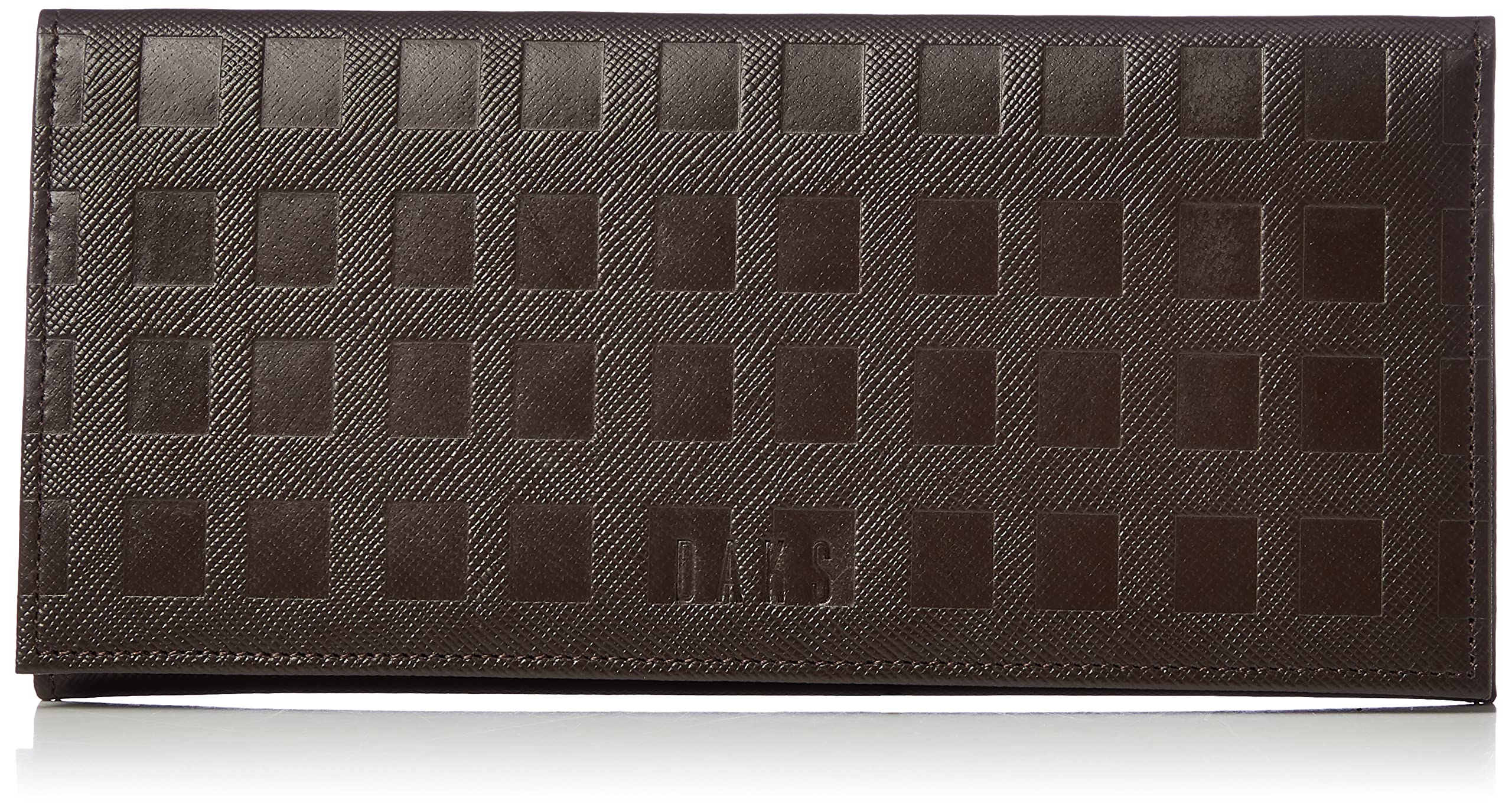 Мужской длинный кошелек Daks с тиснением в клетку, темно-коричневый