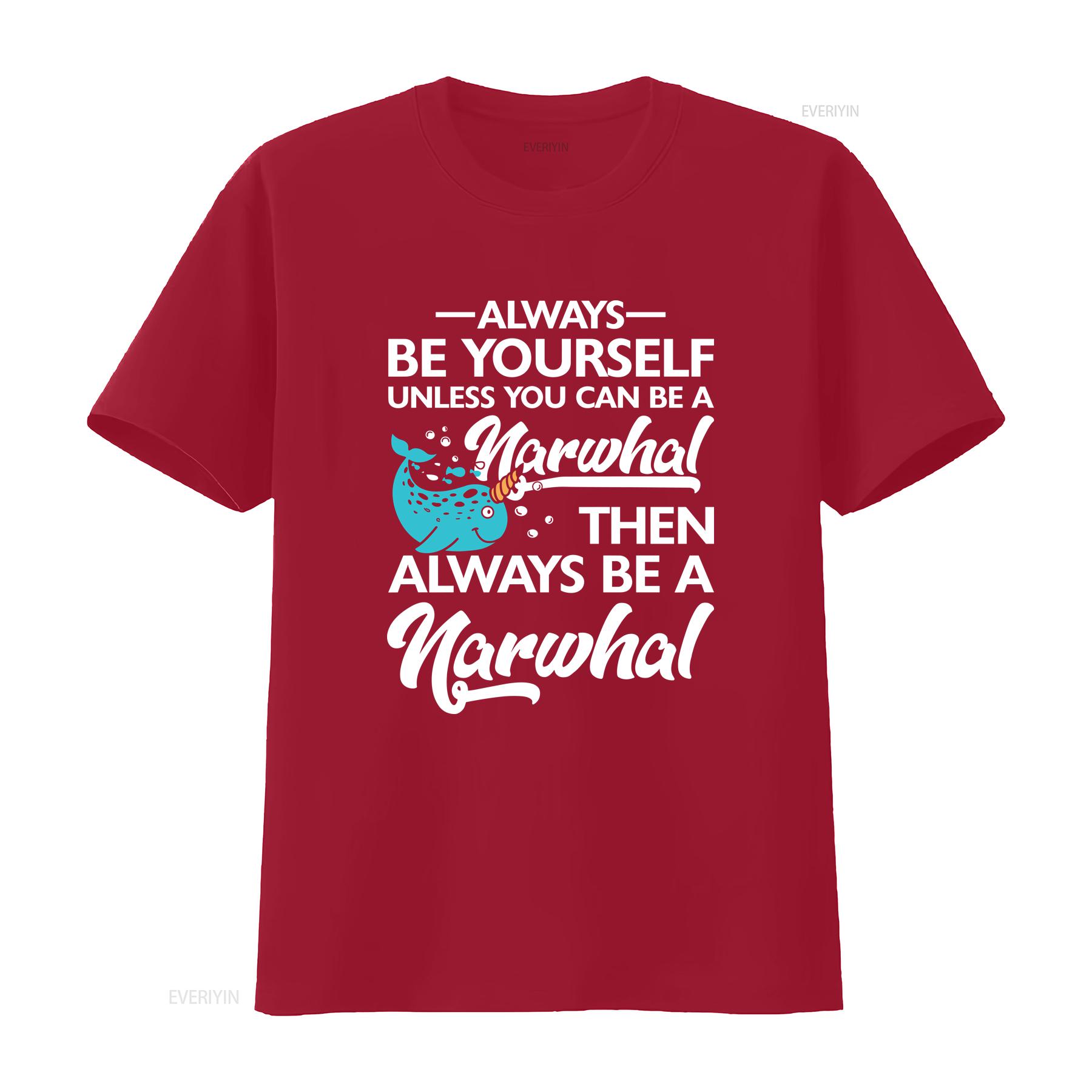 

Funny Always Be A Narwhal Lover Oceans Sea Birthday T Shirt vintage Washed graphic Soft Versatile Top For Everyday Wear S