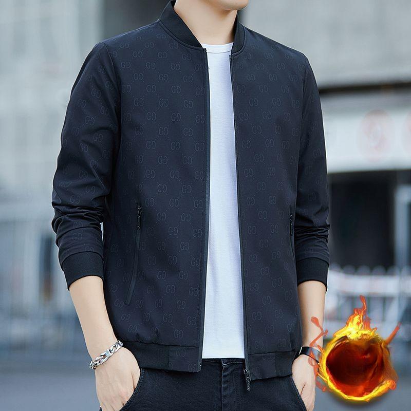 Business Casual Baseball Collar Printed Jacket Men's Spring and Autumn New Middle-aged Dad Large Size Wide Male Simple Zipper Shirt