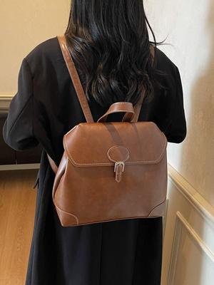 Women's Retro Soft Leather Casual Backpack - Versatile College Style, Perfect for Students and Shopping