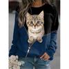 Kawaii Animal Cute Cat Floral 3D Print Sweatshirts Women Streetwear Oversized Pullovers Tops Woman Clothing