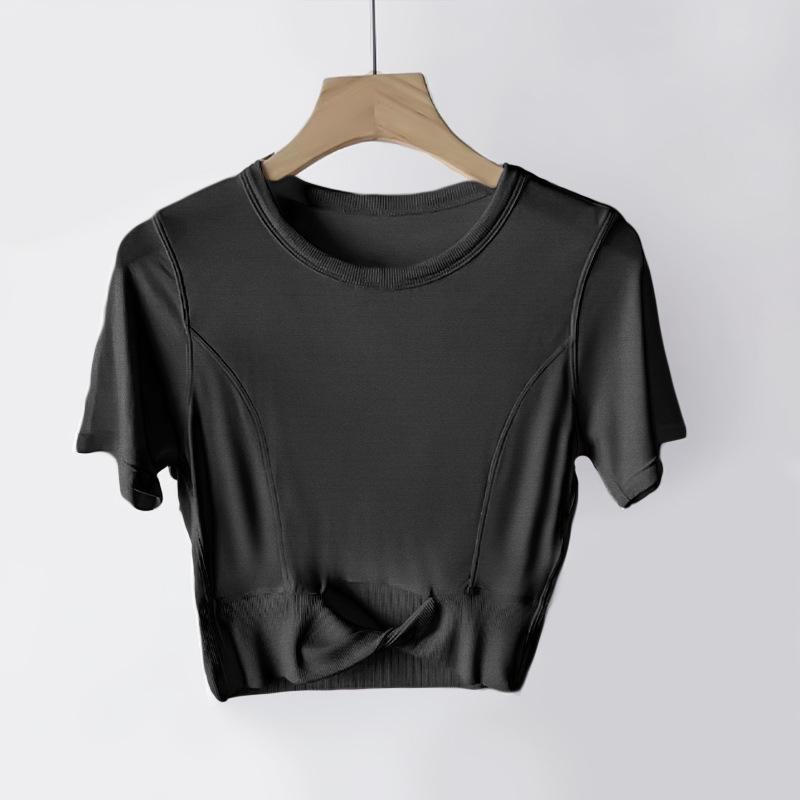 

Женская футболка для йоги Lulu из рубчатого модального хлопка, с коротким рукавом, дышащая, облегающая для спорта и бега Size 8: 120–130 lbs