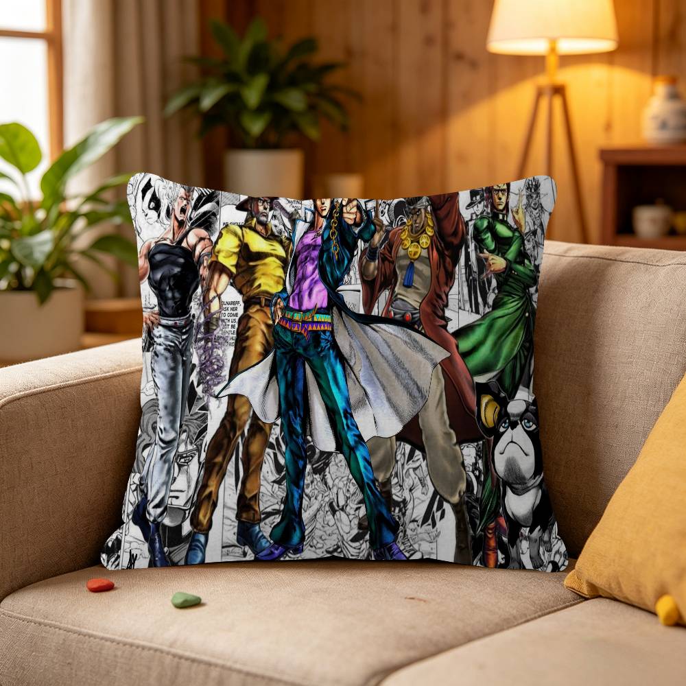 1PC Anime JoJo's Bizarre Adventure Cushion Cover Car Throw Pillow Case For Sofa Car Christmas Gift