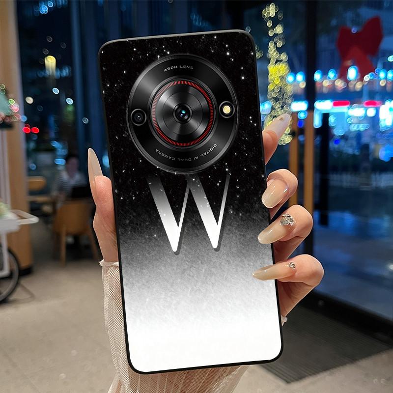 Anti-scratch Soft Case For ZTE Blade A75 5G/ Nubia Focus 5G Custom Name A To Z Letter With Flower Starry Sky Pattern Casing