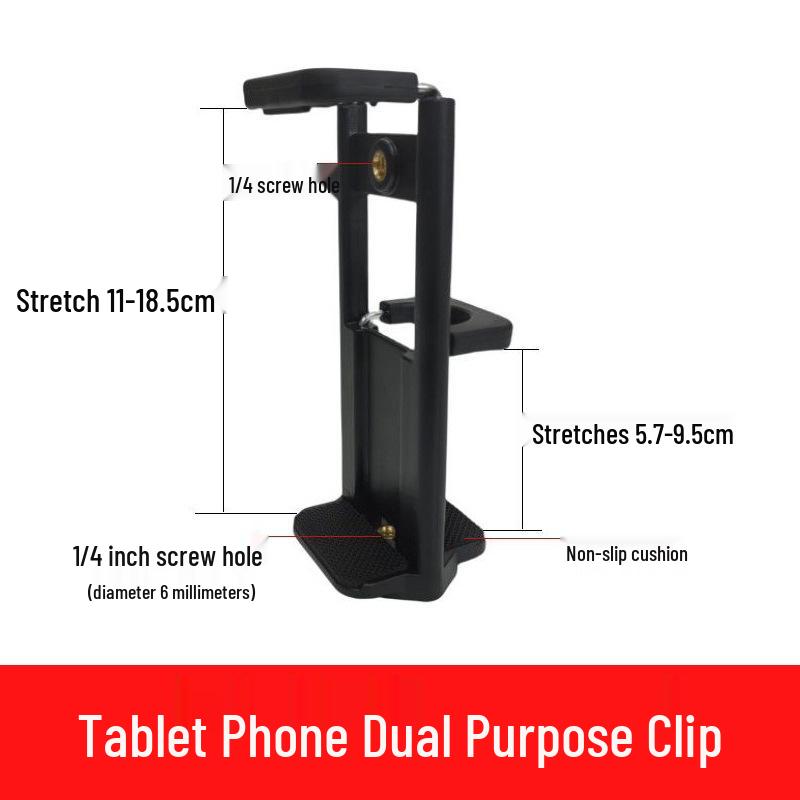 Universal Tripod Mount: Mobile, Tablet & Camera Adapter for Horizontal/Vertical Shooting - Live Streaming Accessory Clip