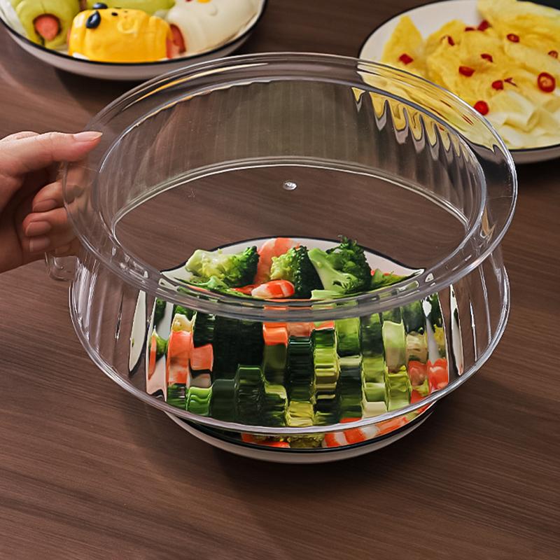 Mikrodalga Yemek Örtüsü Servis Tabağı Örtüsü Mikrodalga Sıçrama Örtüsü Şeffaf Pürüzsüz Yüzey Saplı 10" Mikrodalga Örtüsü