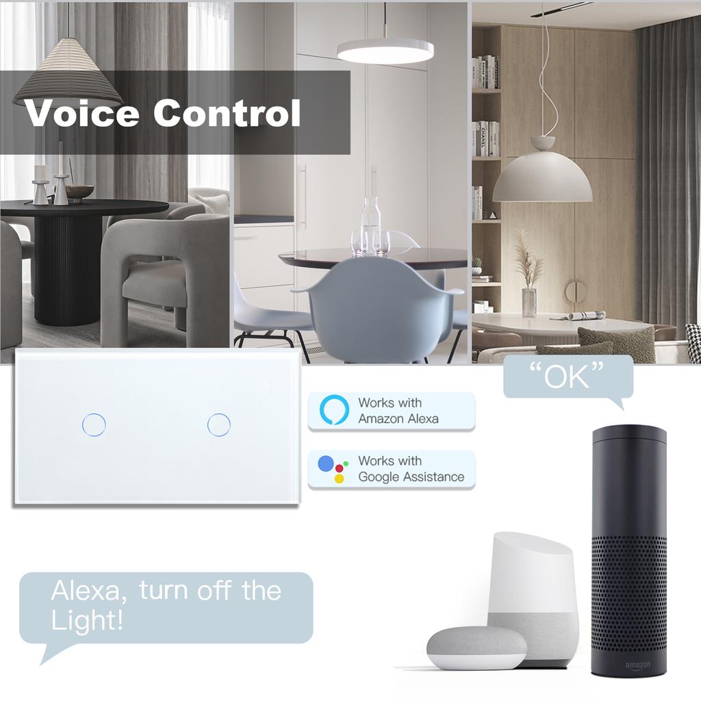 BSEED  Wifi 1/2/3Gang Smart Touch Switches 1/2/3Way Wall Light Switches Tuya Smart Life App Control Plus Sockets EU Standard