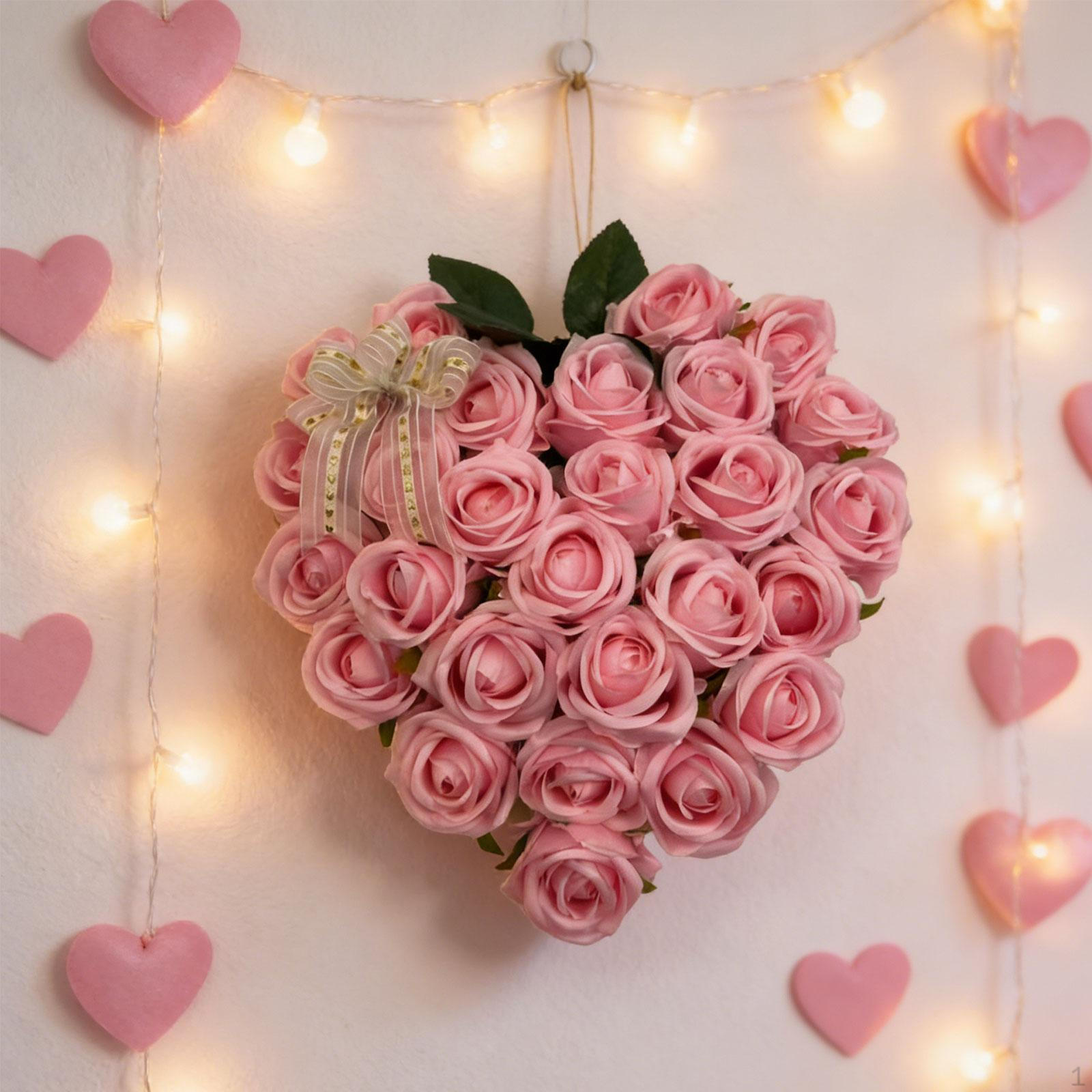 

Door Wall Hanging Wreath Portable Romantic Rose for Outside Festival Home Anniversary Decor
