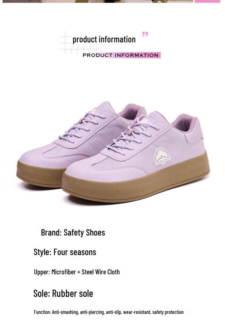 Scarpe di Sicurezza Estive da Donna con Puntale in Acciaio - Traspiranti, Casual, Anti-Schiacciamento, Anti-Perforazione, Coibentate, alla Moda per la Protezione del Lavoro.