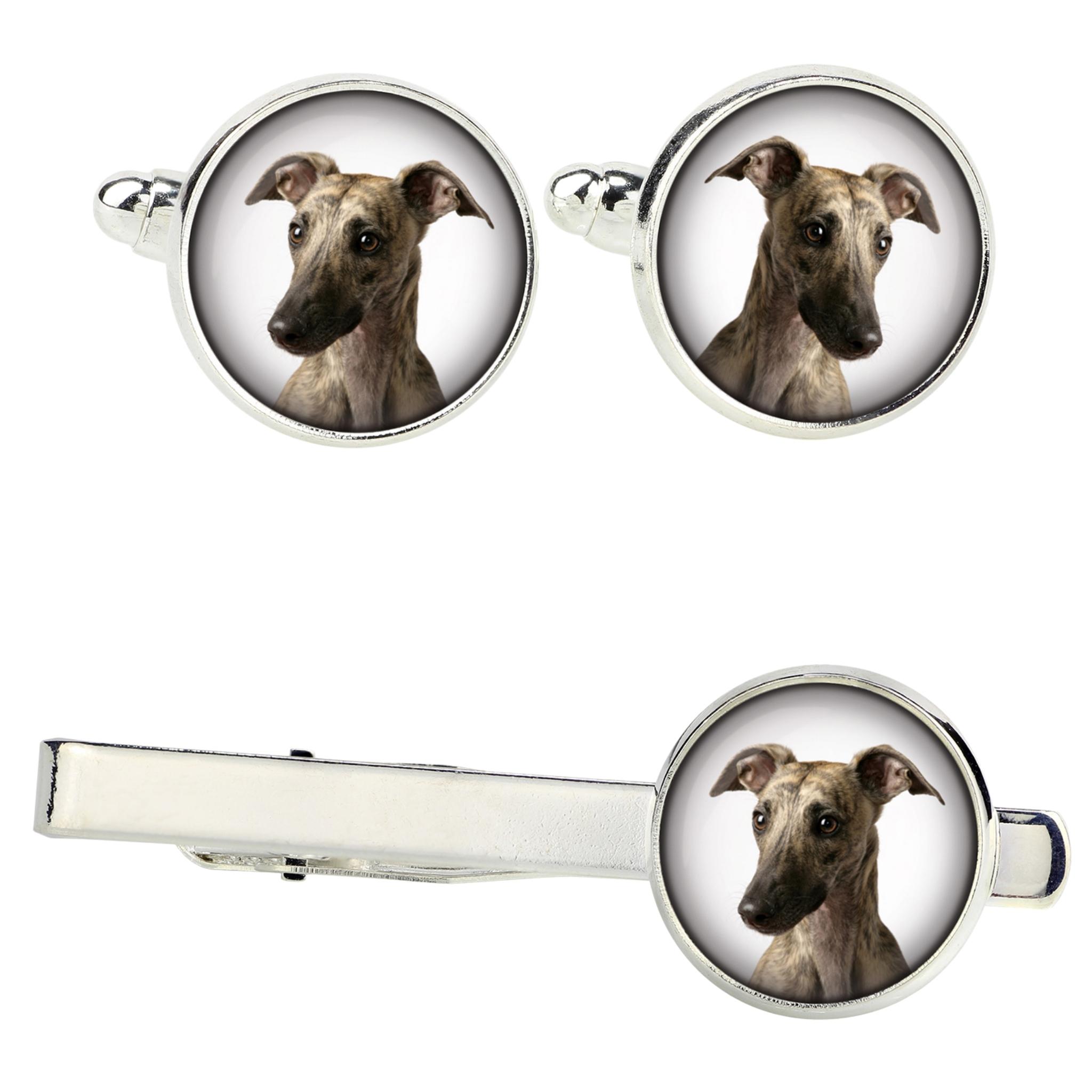

Whippet - cufflinks and tie with your photo, a suit decoration, men s jewelry from the Art-Dog brand. срібний