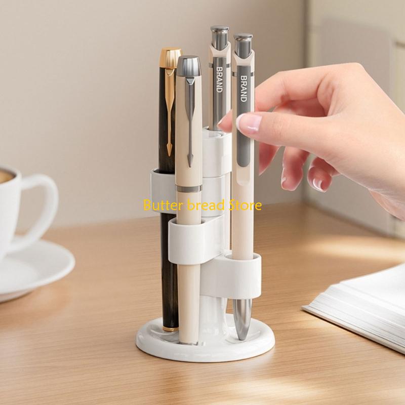 W89C Rotating Desk Accessory 4 Section Pen Smooth Rotation Home Office Use