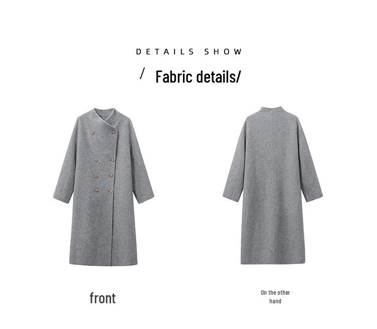 Su Jiu'er Women's 2024 Mid-Length Double-Sided Wool Coat - High-End Gray Autumn/Winter Outerwear