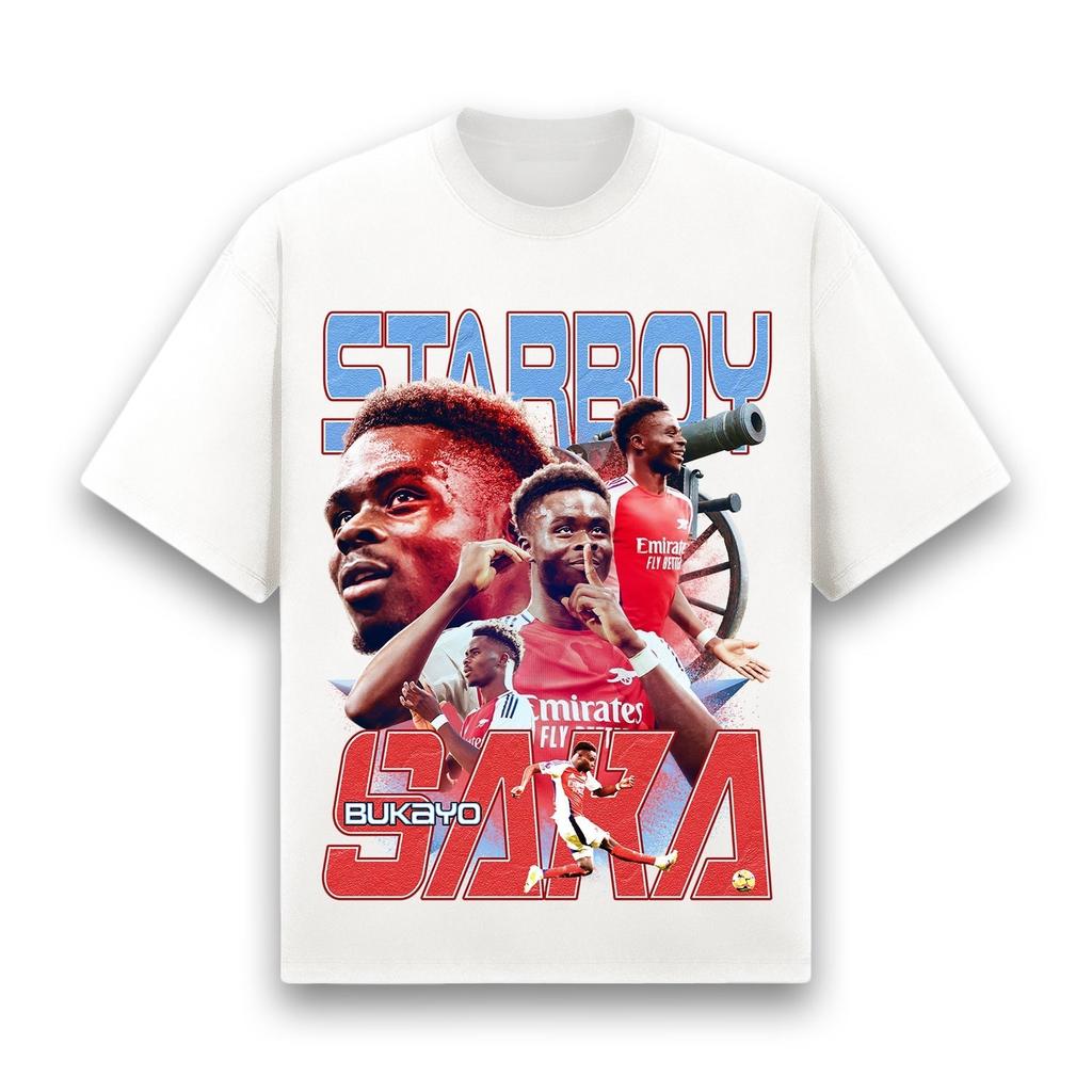 Bukayo Saka Graphic Retro T-shirt Men Women Summer Cotton Y2K Clothing Casual Fashion Round Neck Short Sleeved Tee Streetwear