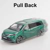 1:24 Toyota Sienna MPV Van Alloy Die-cast Toy Car Metal Toy Commercial Vehicle Car Model Sound and Light Pull Back Collection Children's Toy