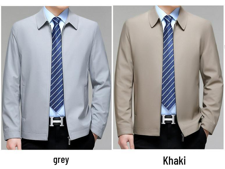 2024 Spring Business Casual Turn-Down Collar Jacket for Middle-Aged Men