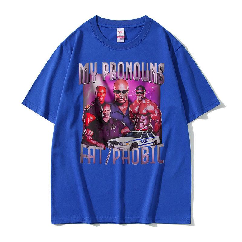 

Смешная футболка с графическим мемом Мои местоимения , толстофобная футболка с изображением Ронни Колемана, летняя мужская/женская повседневная футболка из чистого хлопка для фитнеса/тренажерного зала 4XL