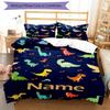 3pcs Custom Name Dinosaur Bedding Set Duvet Cover Closure Includes 1 Duvet Cover & 2 Pillowcases, Soft and Comfortable for All Seasons.