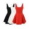 2024 Winter Women's European & American Style Square Neck Slimming Waist Short Dress