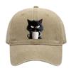 Washed Cat Print Baseball Cap Spring Summer Korean Style Casual Unisex Couple Versatile Hat Sun Hat Casual Duckbill Cap