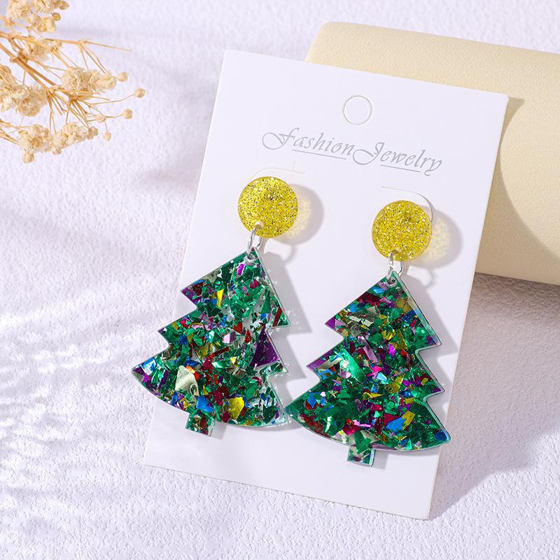 

Christmas Tree Earrings Acrylic Sequins Colorful Holiday Earrings Women S Fashion High-End Stud Earrings