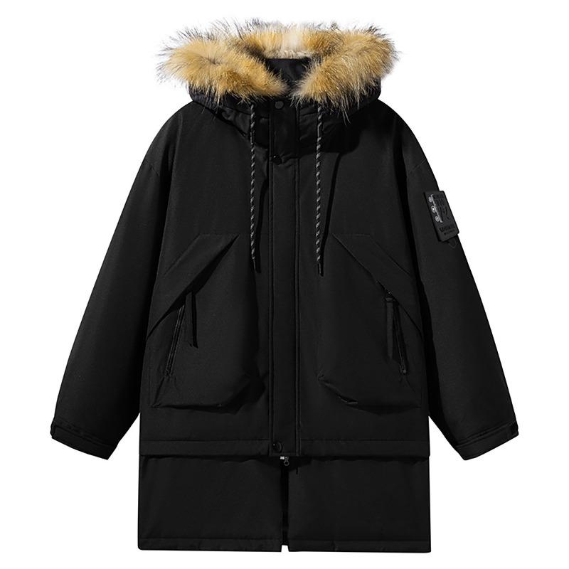 

Winter new white duck down medium and long hem fur collar removable warm and cold-resistant couple M