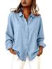 European & American Women's Spring/Summer Lapel Cardigan: Loose Long Sleeve Cotton & Linen Casual Shirt, Versatile for Any Occasion