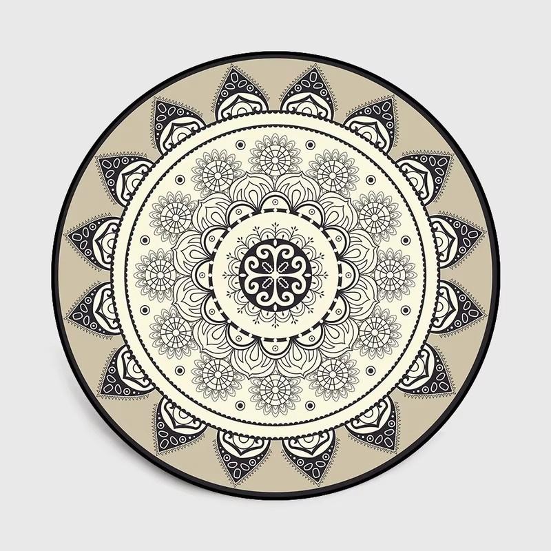 Bohemia Mandala Round Carpet Living Room Geometric Ethnic Flowers Circle Rug Bedroom  Anti-slip Vintage Floor Mat Home Decor